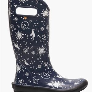 Bogs Women's Navy Moon & Sun Print Rain Boots